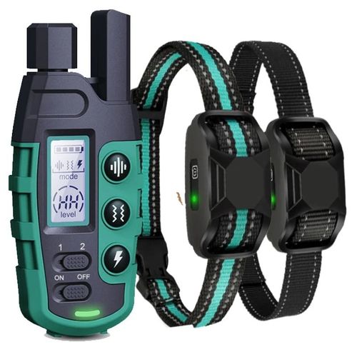 2x Colliers De Dressage 2600m Pour Chien 3-55 Kg Avec Télécommande Rechargeables Étanches Bip Vibration Chocs Réglables – Éducation Canine Couleur Vert