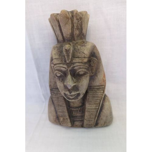 Ancien Sculpture En Pierre Buste Pharaon Egypte/Art Africain