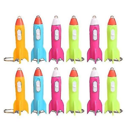 12 Pcs Enfants Lampes De Poche Mini Porte-Clés Enfants Mini Lampes De Poche Led Rocket Porte-Clés Mini Clé De Lampe De Poche