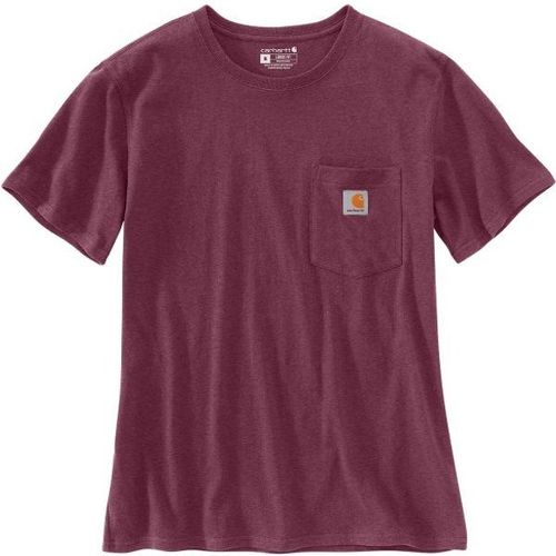 Women's Loose Fit Heavyweight S/S Pocket Cotton T-Shirt Taille M, Violet/Rouge