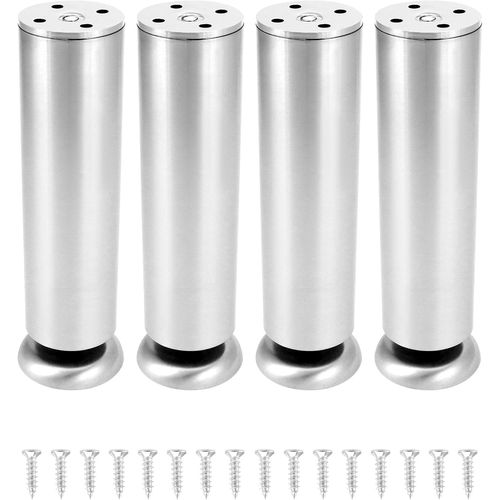 4Pcs Pieds De Meuble Réglables - 20 Cm - 10 Mm Réglables - Acier Inoxydable - Capacité De Charge 200 Kg - Pour Canapé, Canapé, Lit, Table Basse, Armoire[JIA5282070]