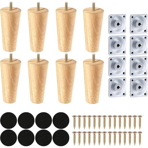 Lot De 8 Pieds De Meuble 20 Cm,Pieds De Canap Pieds Meuble Bois Pieds De Lit En Bois Patte De Lit Pieds De Table Pied Sommier Pieds Canapé À Visser,Pieds De Rechange Pour Canapé, M[Jia5281283]