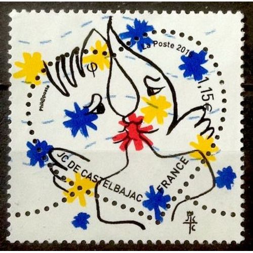 Saint-Valentin - Coeur Jean-Charles De Castelbajac 1,15€ (Superbe N° 4925) Oblitération Très Légère / Propre / Bleue - France Année 2015 - Brn83 - N28281
