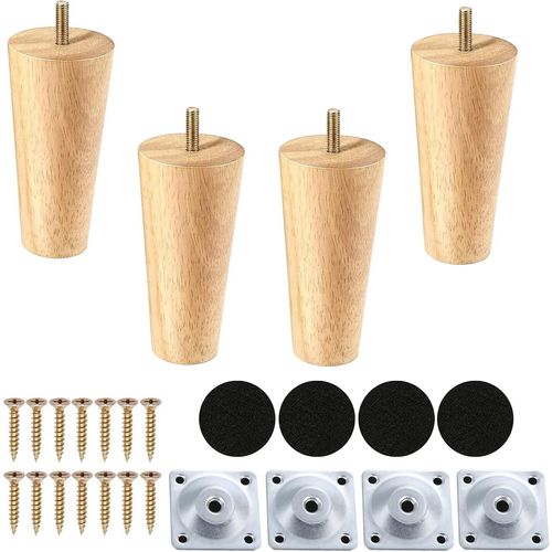 Lot De 4 Pieds De Meubles En Bois,30cm Pieds De Rechange Pour Canapé, Pieds De Canapé Du Milieu Du Siècle Pour Canapé, Lit, Fauteuil, Armoire[Jia5281281]
