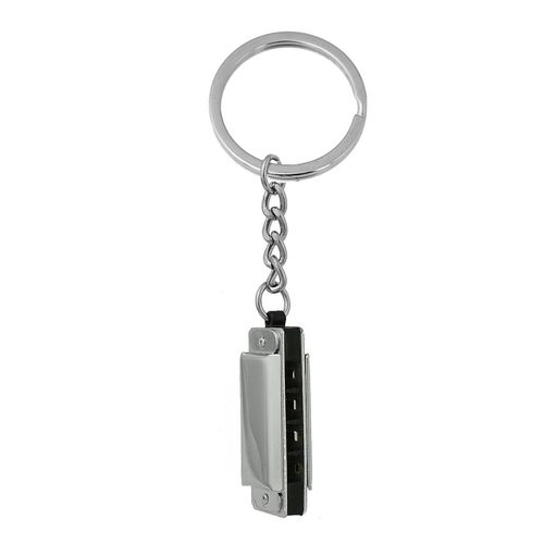 Porte-Clés Harmonica Miniature Instrument De Musique Argenté