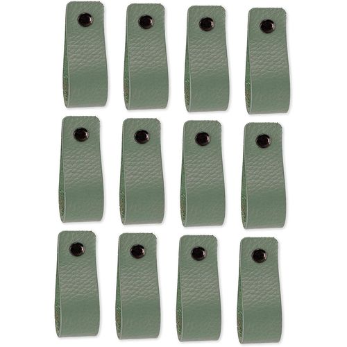 Poignées En Cuir Pour Meubles - Vert Pâle - 12 Pcs - 16,5 X 2,5 Cm Poignée De Meuble, Poignée De Porte Pour Cuisine, Salle De Bain, Armoires, Commode, Bois[JIA5283298]
