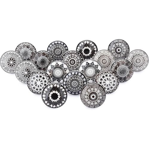 Lot De 18 Boutons En Céramique Imprimée Blanc Et Marron Poignées Décoratives Pour Placards Tiroirs Meubles De Cuisine Salle De Bain Commode Et Armoires Avec Finition Brillan[JIA5282970]