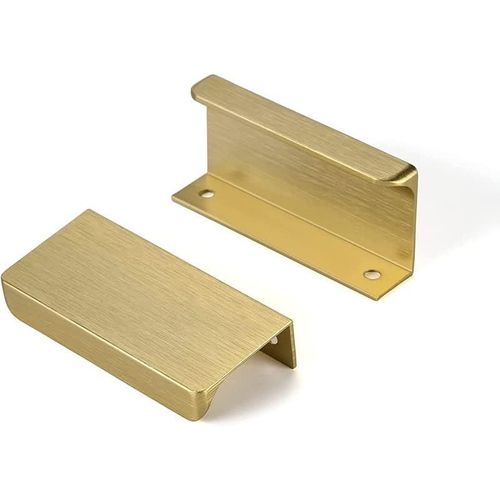 6Pcs Poignée De Meuble Poignee De Meuble Cuisine Or Brossé Poignée Invisible Poignée Meuble Laiton Brossé En Alliage D'Aluminium Entraxe 64Mm, Or Brossé[JIA5284659]
