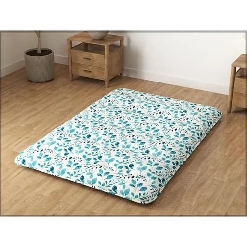 COSTWAY Matelas Futon 140 x 200 CM, Surmatelas Amovible Lavable, Matelas de Sol Portable avec Sac de Transport, Motif de Feuille