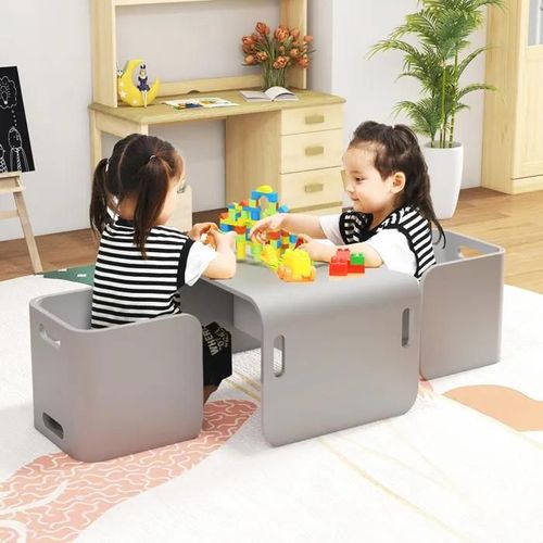 Costway Table Enfant Avec 2 Chaises Design Moderne En Bois D' Bouleau Pour Dessin, Manger, Etudier Et Jouer