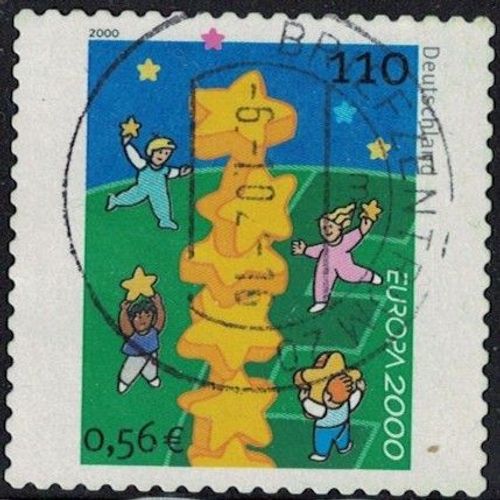 Allemagne 2000 Oblitéré Used Enfants Construisant Une Tour D'étoiles Europa Y&t De 1946 Su