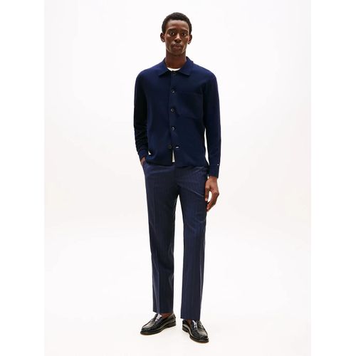 Pantalon À Fines Rayures En Pure Laine Large Pinstripes Fabric/Blue - 58