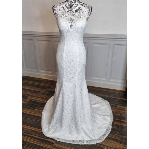Robe De Mariee Sirène Dentelle Blanche Avec Traîne Taille 38/40/42