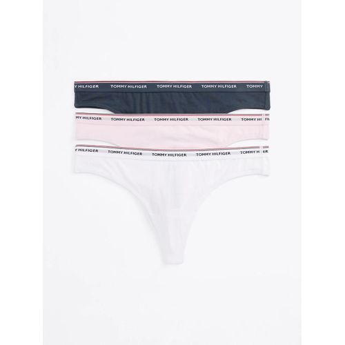 Lot De 3 Strings Premium Essential Motif Logo 3 Pack Thong (Ext Sizes)/Mil Denim/Pearly Pink/White - Xl