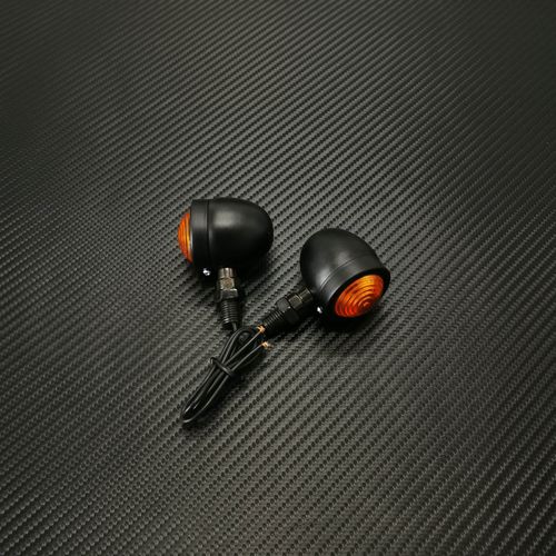 2pc-Black Clignotant De Moto Universel Métal Rétro 12v, Cruiser, Bobber, Sportster, Cafe Racer ""Nipseyteko""