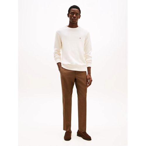 Pantalon En Laine Mélangée Microstructure Plain Weave/Brown - 52