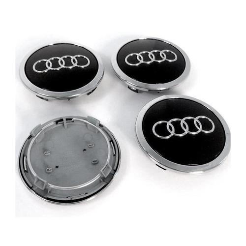 4x Cache Moyeu Jante Pour Audi Noir 69mm 4b0601170a Centre De Roue Emblème