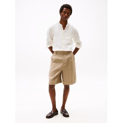 Short Coupe Standard En Sergé Solid Cotton/Linen Twill Fabric/Beige - 58