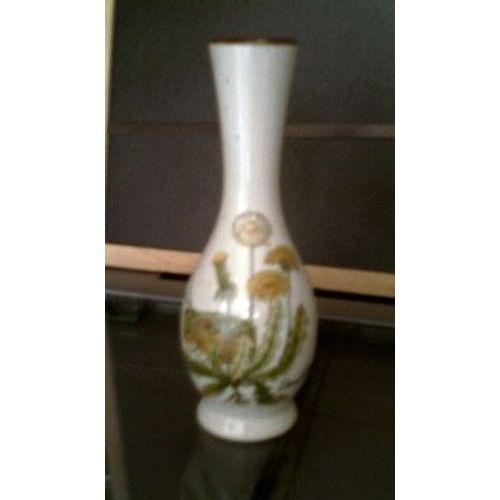 joli petit vase ceramique - peint - illustré plante " dandelion " -14 cm