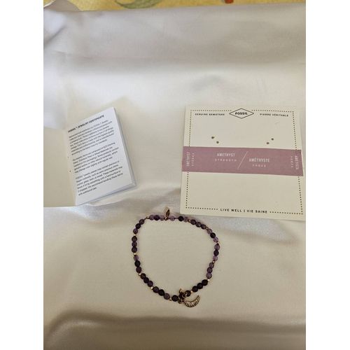 Bracelet Plaque Or Avec Améthystes Fossil Neuf