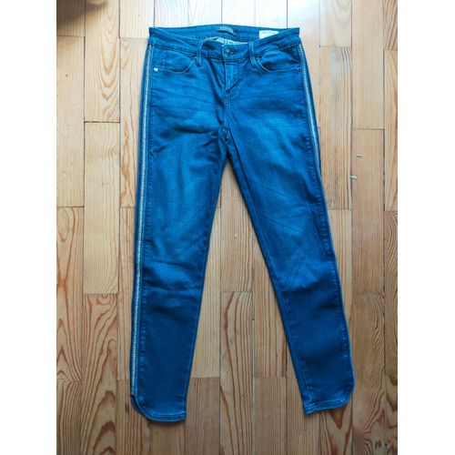 Jean Bonobo Skinny Fit Bleu Avec Liserés Argentés 38 Tbe