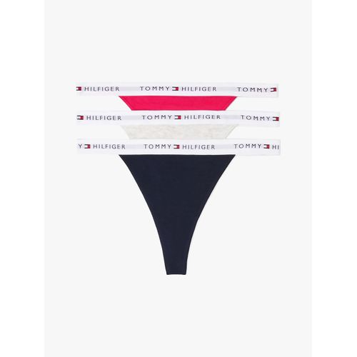 Lot De 3 Strings Tangas À Motif Logo 3 Pack Tanga Thong/Wrm Ice Grey Htr/Viv Pink/Navy - L