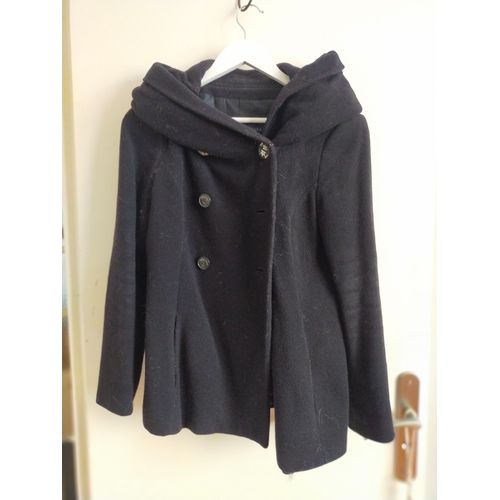 Manteau Mi-Long Zara Noir À Large Capuche S