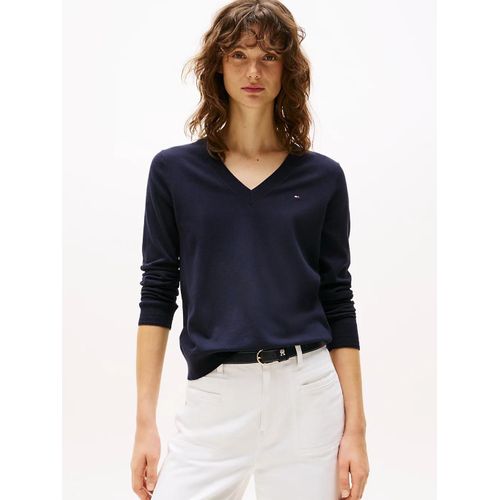 Pull Heritage Col En V Co Jersey Stitch V-Nk Sweater/Navy Blue - Xs