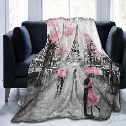 Couverture,Peinture À L'huile Paris Ville Européenne Paysage France Tour Eiffel Noir Blancs