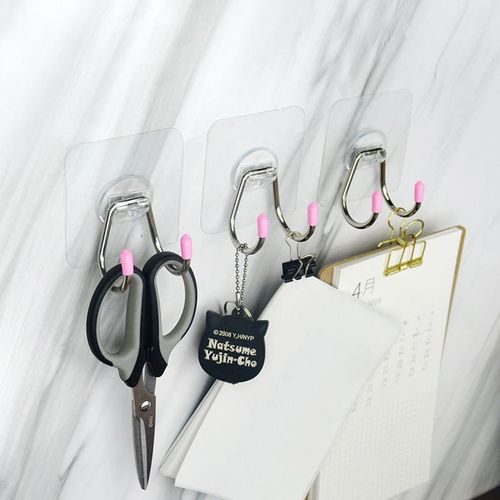 Crochets à Double Tête en Acier Inoxydable, Sans Trous, pour Petit Objet, Porte de Cuisine, Clé Arrière, Accessoires pour Salon