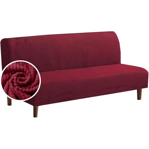 Housse De Canapé Sans Accoudoirs Élastique Protection De Canapé 1 Pièce Housse De Canapé-Lit Slipcover Stretch Canapé Pliant Protecteur Universel (Vin Rouge?185-210cm)