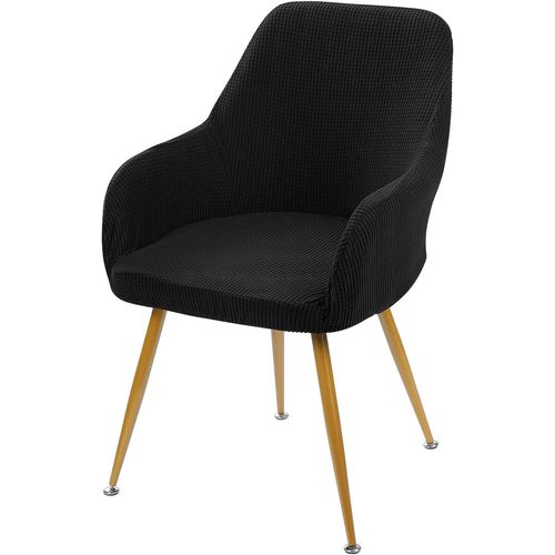 Lot De 1/2/4/6/8 Housse De Chaise Avec Accoudoirs Extensible Couverture De Chaise Scandinave Amovible Revêtement De Chaise Lavable Slipcover Pour Cuisine Salon Bouquet Maison Mariage (Noir?1 Pc)