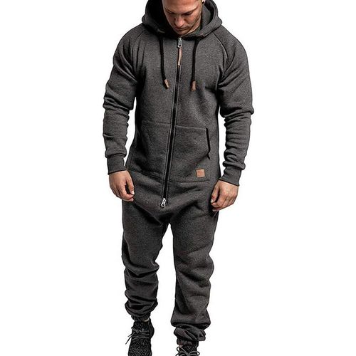 Homme Combinaison À Capuche Polaire Survêtement De Sport Une Pièce Romper Casual Grenouillères Zippé Tenue De Sport Jogging Fitness