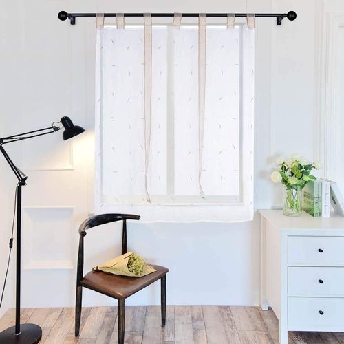 Rideaux Voilages À Pattes Design Romain Imprimé Broderie Jolie Avec Ruban Léger Décoration Pour Fenêtre De Salon Balcon Perméable À La Lumière
