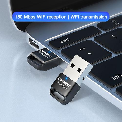 Mini clé USB WiFi sans fil 150Mbps, adaptateur WiFi 2.4GHz, carte réseau PC 802.11N, Dongle pour Win7/8/10/11, 1 pièce