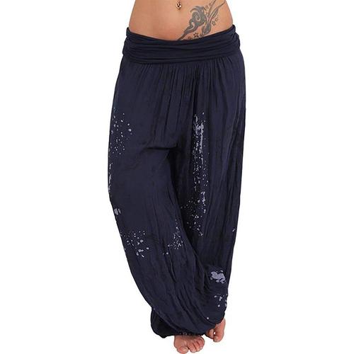 Femmes Pantalon Boho Floral Imprimer Bloomers Sarouel Pants Légers Balloon Yoga Aladdin Pantacourt Longue Cheville