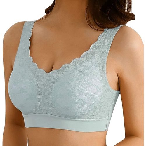 Brassière Soutien-Gorge Sans Armature Dentelle Sexy Respirant Confortable Bra Push Up Lingerie Rembourré Amovible Tank Top Bustier (Vert? 2xl)