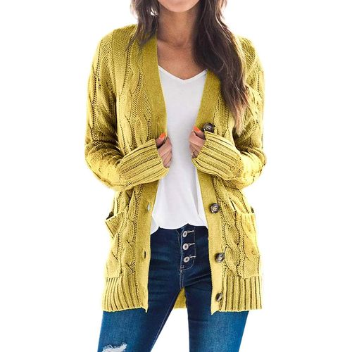 Gilets Cardigan Femme En Tricoté Veste Ouvert Chandail En Maille Manteau Blouson Casual Gilet Avec Boutons Pull Couleur Unie Automne Hiver