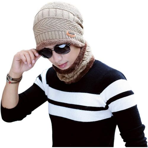 1/2 Ensemble De Bonnet Chapeau + Cache-Cou En Peluche Chaud Pour Adulte Enfant