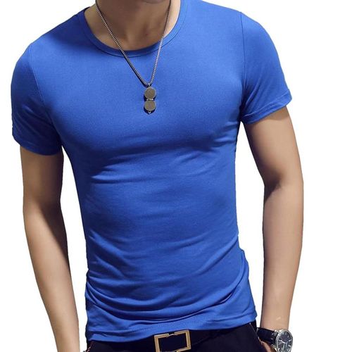 Homme T-Shirt Été Couleur Pure Top Blouse Décontracté Occasionnel Chemise Tee Manches Courtes Col V Slim Fit Pullover Couple Tees En Polyester