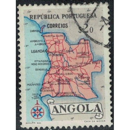 Angola 1955 Oblitéré Mappe Carte Géographique 20 Centavos Y&T Ao 382 Su