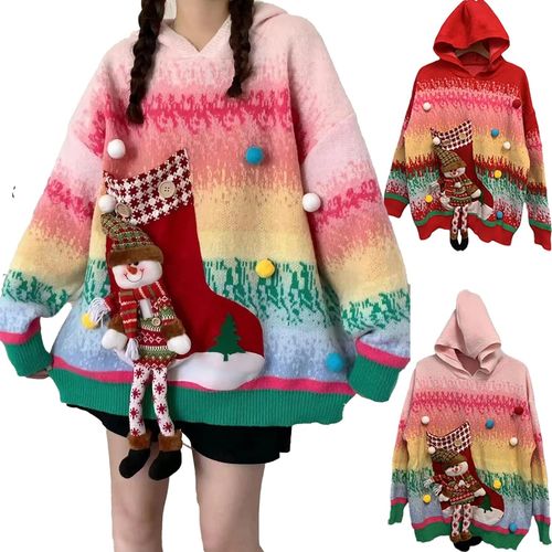 Pull Noël Femme Pull Sweat Noel Femme Pull Moche De Noel Drole Femme Funny Ugly Merry Christmas Sweatshirt Sweat Noël Femme Grande Taille Pullover Sweat-Shirt Noël Xmas Pull