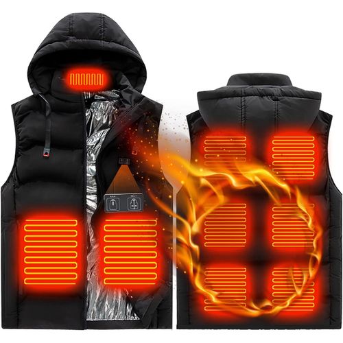 Veste Chauffante Homme Gilet Chauffant Électrique Chargement Usb Avec Avec 10000mah La Batterie 9 Zones De Chaleur 3 Modes De Chauffe Vêtement De Chauffage Hiver