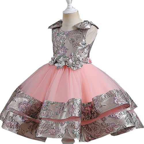 Enfant Bébé Fille De Fleur Sans Manches Tulle Bowknot Robe De Princesse Demoiselle D'honneur Robes De Mariée Communion Fête D'anniversaire Soirée Robe De Bal 2-10 Ans