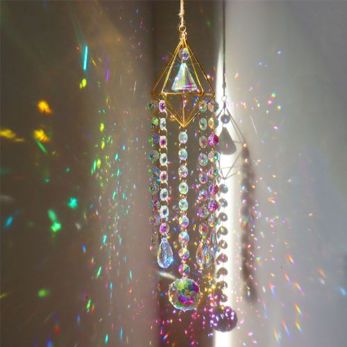 Carillon éolien coloré Pipa prismes attrape-soleil en cristal, pendentif de voiture, goutte suspendue pour fenêtre, décoration murale nordique pour pièce de maison