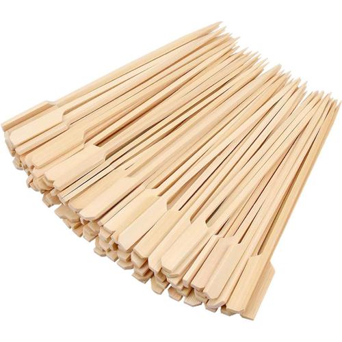 100 Pièces Brochettes de Bambou BBQ, 12cm Naturel Bois Bâtons de Barbecue, Pique a Brochette Bambou pour Grill Fêtes Buffets Cocktail Viande Fruits