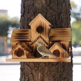 Dilwe Nichoir en bois Nid d'oiseau suspendu en forme de rond en bois  naturel bricolage maison d'oiseau en bois pour jardin - Cdiscount Animalerie