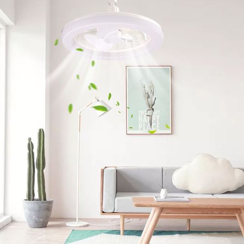 Plafonnier Avec Ventilateur Et Télécommande Pour Chambre Et Dortoir, Support De Lumière, 3 Vitesses, Silencieux, Intensité Réglable, 5 Lames