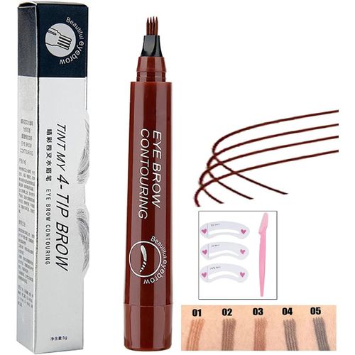 Stylo De Sourcils, Sourcils Imperméables, 4 Sourcils Bifurqués, Crayon À Sourcils Liquide Professionnel Naturel Longue Durée Sans Maquillage 