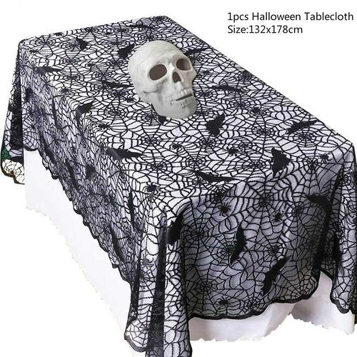 Nappe En Toile D'araignée Noire En Dentelle, Chemin De Table, Rideau De Manteau De Cheminée, Décoration D'halloween, Fourniture De Ixà Domicile, 1 Pièce